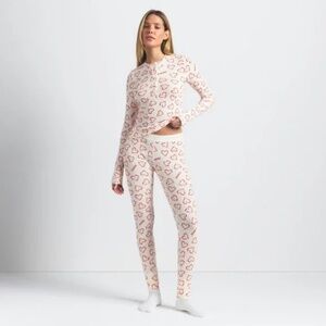 SKIMS Cotton Rib Henley & Pant Set | Marble Candy Heart | S